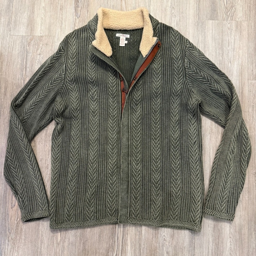 Carbon 2 Cobalt Mens XL Timberline Zip Front Cable‎ Knit Cardigan Sweater
